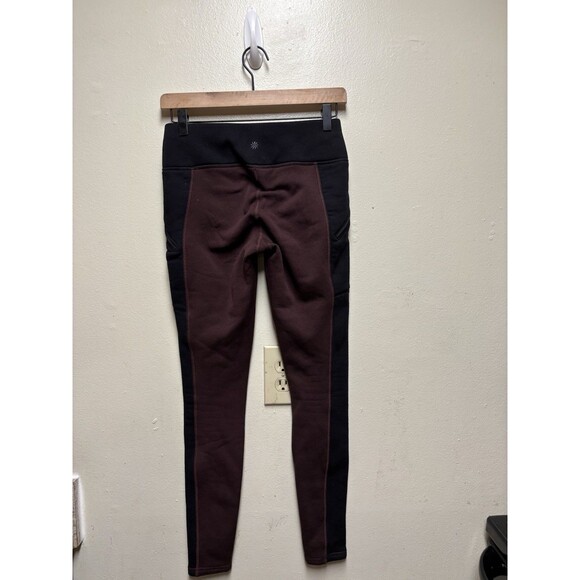 Athleta Polartec Power Stretch Peak Tight XS Burgundy Cassis/Black Fleece Lined - Picture 4 of 9
